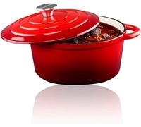 Alpina Poêle à braiser en fonte émaillée Ø24 cm 3,8 L Rouge