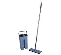 Alpina Ensemble Balai et Seau - Nettoyeur de Sol INCL. 2 Chiffons en Microfibre - pour Les sols durs - Rotation à 360°, Bleu