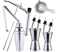 alpina Ensemble de Cocktail Complet - 14 pièces - Shaker/Stamper/Jigger/Etc - Acier Inoxydable