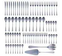 Set de couverts Alpina 75 pièces pour 12 personnes – Set de couverts en acier inoxydable – Couteaux, fourchettes, cuillères, cuillères à café, cuillères à café, fourchettes à gâteau, couverts à salade