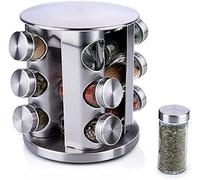 Alpina Porte-épices pivotant avec 13 pots en acier inoxydable - 19 x 23 cm