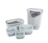 alpina Lot de 5 paniers à Linge avec Couvercle Bleu