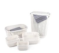 alpina Lot de 5 paniers à Linge en Plastique avec Couvercle Beige