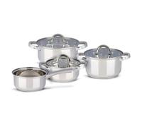 Set de casseroles à induction Alpina 4 pièces - Casseroles en acier inoxydable avec couvercle en verre - Set de casseroles pour tous les feux - Set de casseroles - Set d'ustensiles de cuisine en acier