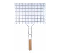 Alpina Panier à barbecue avec poignée en bois, 35 x 24 cm, argenté