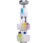 alpina Panier de douche suspendu - 71 x 25 cm - Étagère de douche sans perçage - Tiroirs réglables - Blanc