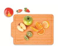 alpina Planche à Découper en Bambou 36X26 cm - Planche à Découper avec Rainure de Jus - avec Fond Antidérapant - Convient pour Les Légumes, Les Fruits, Le Pain ou La Viande
