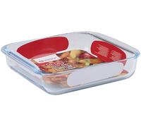 alpina Plat à Four Carré Verre 1,6L - Plat Résistant 24,5x22x5 cm - Compatible Four, Micro-ondes et Lave-vaisselle - Idéal pour Gratins et Lasagnes, blanc