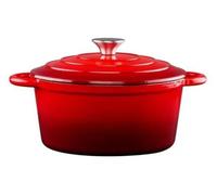 Alpina Poêle à braiser en fonte émaillée rouge Ø24 cm, 3,8 L
