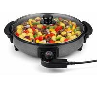 alpina Poêle à frire XXL Ø 42CM Poêle multifonctionnelle 1500W - Poêle antiadhésive - Poêle Revêtue - Poêle à frire électrique & Poêle universelle - avec Thermostat réglable - Métal - Noir