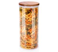 alpina Pot de Conservation 1250 ML - Pot de Conservation en Verre Borosilicate avec Couvercle en Bois D’Acacia - Pot en Verre pour Cuisine, Garde-Manger ou Bonbons - Ø9.5X21 cm