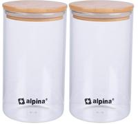 alpina Pot de rangement 900 ml - Contenant en verre avec couvercle - Pot de rangement en verre borosilicate/bambou - Compatible avec le lave-vaisselle