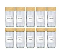 alpina Pot Epices Verre Lot de 12 - Petit Pot en Verre avec Couvercle Bambou et Doseur - Rangement Cuisine et Rangement Epices