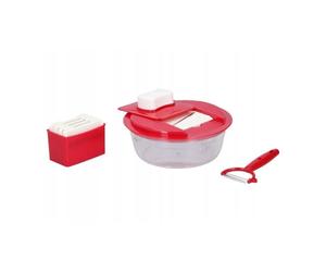 Alpina Râpe multifonction 7 pièces en plastique et inox - Rouge