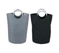 alpina Sac À Linge avec Poignée en Anneau Lot de 2 - Sac À Linge Pliable 50L avec Poignée en Aluminium - Facile À Transporter et Ranger - Noir et Gris