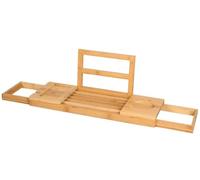 INDA-Exclusiv Plateau bain Alpina – Bambou 50–92×18×4cm support livre/tablette porte-gobelets marron