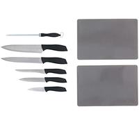 Alpina - Set de Couteaux 8 Pièces - Chef, Découpe, Désossage, Utilitaire et d'Office - Avec Aiguiseur et Planches à Découper
