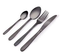 Alpina Set de couverts de table 16 pièces – acier inoxydable noir, lave-vaisselle