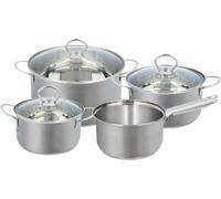 alpina Set de poêles Casseroles avec couvercle Passe au lave-vaisselle Convient pour toutes les sources de chaleur Acier inoxydable 7 pièces