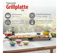 alpina Teppanyaki Griddle XXL - Grille - 100x20cm - 2000W - Thermostat réglable - Revêtement anti-adhésif - Noir