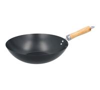 alpina Wok ?30CM avec Revêtement Antiadhésif en Acier Inoxydable avec Manche en Bois - Noir