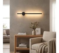 Alpinaluz Aplique de Pared Lineal LED FILO en Aluminio Negro, Luz Indirecta Blanco Cálido 2700K 10W, Diseño Minimalista Moderno para Dormitorio, Salón, Pasillo, Comedor, Oficina y Restaurante Interior