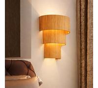 Alpinaluz Aplique Murale Style Bohème avec Abat-jour en Tissu Semi-transparent Beige Marron, Double Douille E27, Éclairage Décoratif pour Chambre, Salon, Couloir et Salle à Manger Intérieur