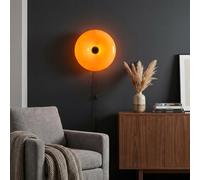 Alpinaluz Applique LED en Verre Orange Ø30 cm avec Câble, Interrupteur et Prise - Lampe Murale Circulaire Donut pour Chambre, Salon ou Tête de Lit Moderne et Décorative
