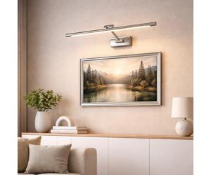 Alpinaluz Applique LED pour Tableaux et Miroirs 48 cm 10W 2700K Lumière Blanche Chaude Chrome Brillant avec Bras Articulé Orientable pour Éclairage Précis et Élégant