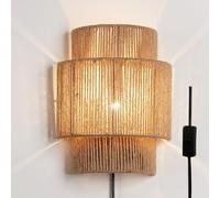 Alpinaluz Applique Murale en Corde de Jute Naturelle - Design Bohème Artisanal à Double Abat-jour, Avec Câble, Prise et Interrupteur - Douille E27 pour Salon, Chambre ou Couloir