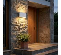 Alpinaluz Applique Murale Extérieure LED Intégrée 12W 2700K IP54, Aluminium Blanc Mat, Diffuseur en Verre Dépoli, Éclairage Haut et Bas, Pour Balcon Couvert ou Salle de Bains