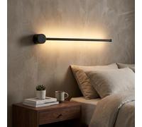 Alpinaluz Applique Murale LED AXIS Linéaire Rotative 360° 60 cm Noire avec Lumière Indirecte Blanc Chaud 2700K 10W, Structure Minimaliste Moderne en Aluminium pour Chambre, Salon et Couloir Intérieur