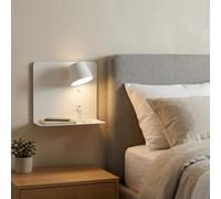 Alpinaluz Applique Murale LED Orientable 6W avec CCT 3000K/4000K/6000K, Ports USB et USB-C, Structure en Acier Laqué et Spot en Aluminium, Éclairage Intérieur IP20 (Blanc - Droite)