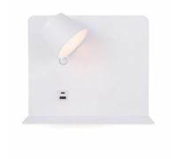 Alpinaluz Applique Murale LED Orientable 6W avec CCT 3000K/4000K/6000K, Ports USB et USB-C, Structure en Acier Laqué et Spot en Aluminium, Éclairage Intérieur IP20 (Blanc - Gauche)