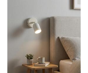 Alpinaluz Applique Murale Orientable GU10 en Métal Crème Blanc - Foco Basculant Moderne et Minimaliste pour Chambre, Lampe de Lecture Intérieure pour Salon et Hôtel