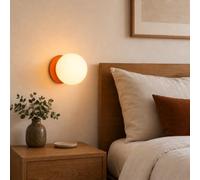 Alpinaluz Applique Murale/Plafond E27 Orange Globe Verre Opale D15 cm | Disque métallique brillant, pose 2 en 1 et fixation par vissage pour salon, chambre, couloir, entrée ou tête de lit