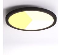 Alpinaluz Downlight LED Noir Ø225mm 18W - Plafonnier de surface ou encastrable pour trou Ø65-200mm - CCT 3000K/4000K/6000K - Ultra fin 17mm - IP44 pour salle de bain, cuisine et couloir