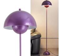 Alpinaluz Lampadaire en Acier avec Abat-jour Bombé - Style Scandinave et Rétro - Éclairage Indirect vers le Bas - Douille E27 - Interrupteur au Pied - Pour Salon ou Chambre (Violette)