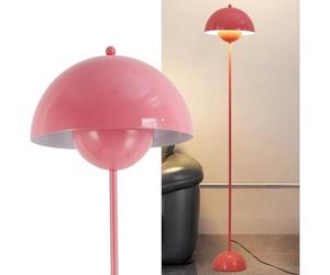 Alpinaluz Lampadaire en Acier avec Abat-jour Bombé - Style Scandinave et Rétro - Éclairage Indirect vers le Bas - Douille E27 - Interrupteur au Pied - Pour Salon ou Chambre (Rose)