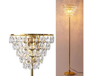 Alpinaluz Lampadaire en verre - Design élégant avec base dorée, abat-jour en cascade et 3 lumières E14 - Style moderne pour salon, chambre et bureau