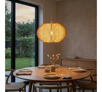 Alpinaluz lampe suspension design scandinave Mid-Century en bois MDF et corde tressée style bohème naturel, lumière chaude pour salon, salle à manger et chambre, diamètre 30 cm, usage intérieur
