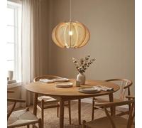 Alpinaluz lampe suspension style scandinave Mid-Century en bois MDF et corde tressée, design bohème multicouche avec lumière douce pour salon, diamètre 40 cm, installation intérieure avec douille E27