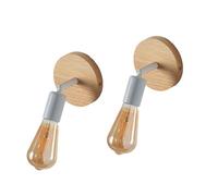 Alpinaluz Lot de 2 appliques murales blanches en bois rotatives - Culot E27, design nordique moderne et naturel, montage mural ou plafond pour chambre, salon ou couloir