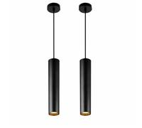Alpinaluz Lot de 2 Suspensions Modernes en Aluminium Noir Minimaliste Tubulaire 30 cm avec Douille GU10, Câble Textile Élégant et Hauteur Ajustable, Parfaites pour Salle à Manger et Cuisine