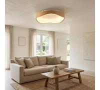 Alpinaluz Plafonnier LED de plafond effet bois Ø40 cm - 36 W, lumière réglable CCT 3000K/4000K/6000K - design ondulé irrégulier en acier imitation bois avec diffuseur acrylique opalin, idéal