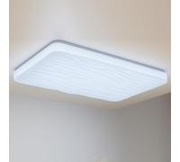 Alpinaluz Plafonnier LED rectangulaire 90 W 94 x 64 cm - Design ondulé moderne « Wave », lumière réglable par télécommande, 2,4 G, CCT 3000K/4000K/6000K - Éclairage intérieur pour salon, chambre et