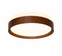 Alpinaluz Plafonnier LED Rond 30W CCT Ø38 cm Polycarbonate Effet Noyer | Lumière au choix chaude, neutre ou froide, anneau effet noyer et reflet au plafond: salon, chambre, salle à manger, bureau