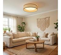 Alpinaluz Plafonnier LED Rond de Plafond 30W CCT 3000K-6000K Abat-jour Tressé en Rotin Naturel Ø40 cm Style Nordique Bohème Éclairage Décoratif pour Salon Chambre Salle à Manger