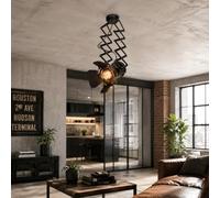 Alpinaluz Spot de Plafond Extensible Orientable E27 Cinéma Industriel Noir | Bras accordéon jusqu’à 60 cm, double articulation et 4 volets rabattables pour studio, vitrine, bar et restaurant