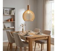 Alpinaluz Suspension de Plafond en Bois E27 D35 cm Abat-jour Sphérique